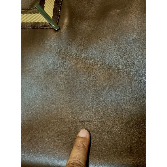 Vintage Gucci Brown Leather Web Tote Bag – Authenticated Y2K - Picture 12 of 16